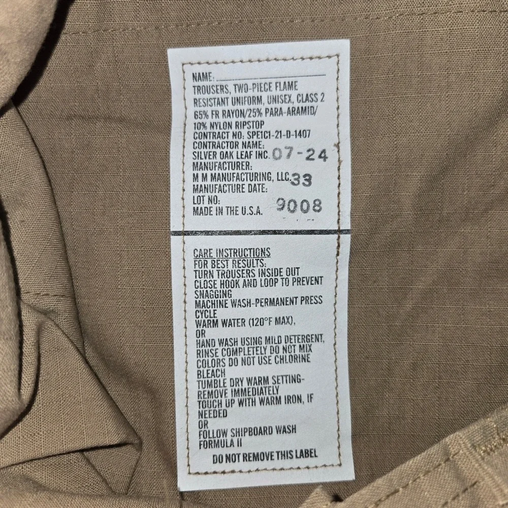 US Navy 2POC Two Piece Flame Resistant Trousers Pants FR Cargo Large Regular
